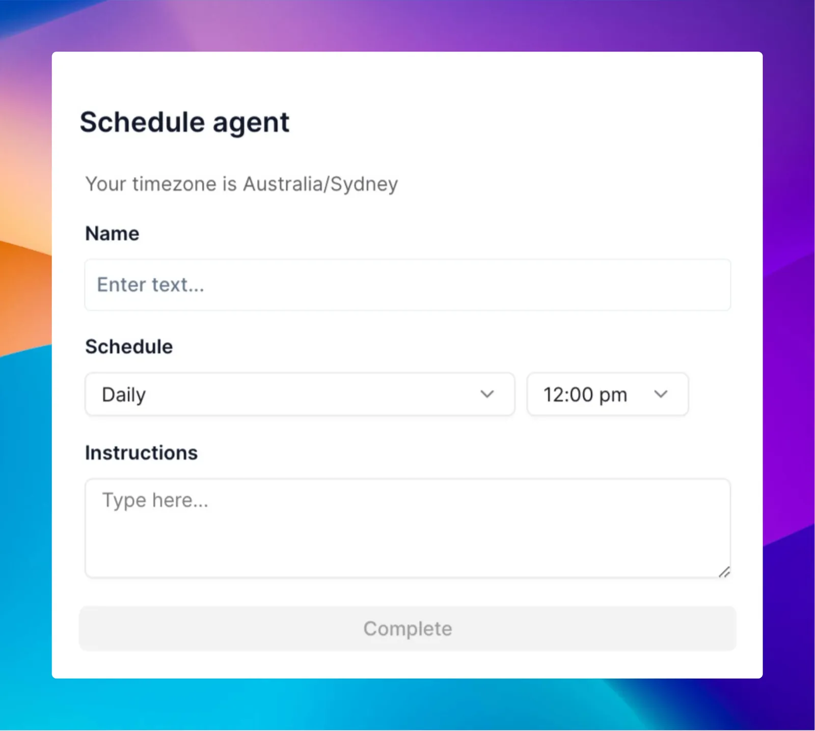 The recurring schedule trigger settings