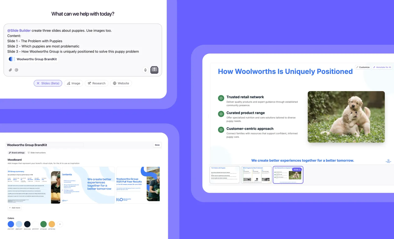 Create stunning, on-brand presentations in seconds with Slide Builder