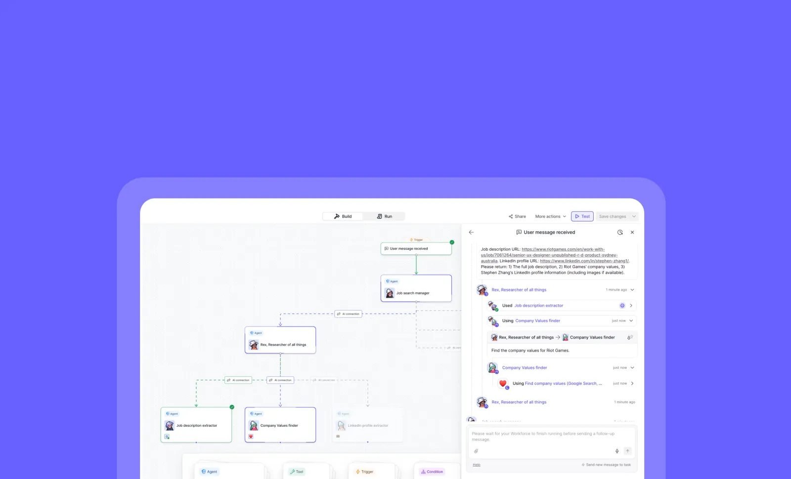 Test AI workflows instantly with Workforce Testing