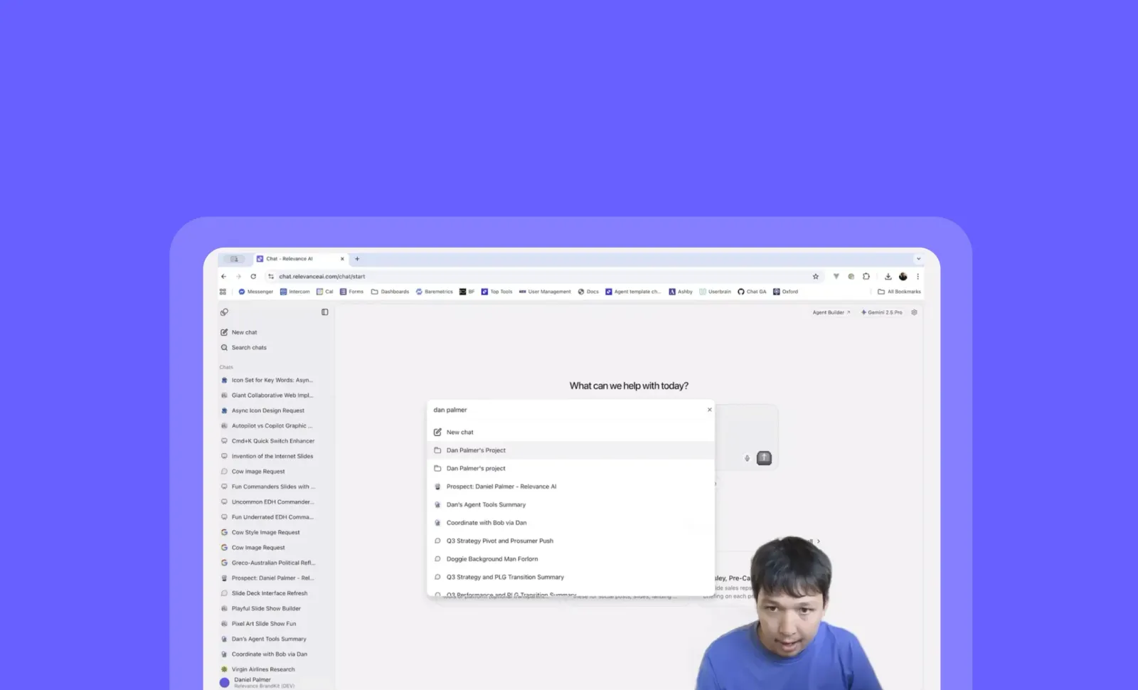 Access all your AI projects directly from Chat with enhanced Command+K search