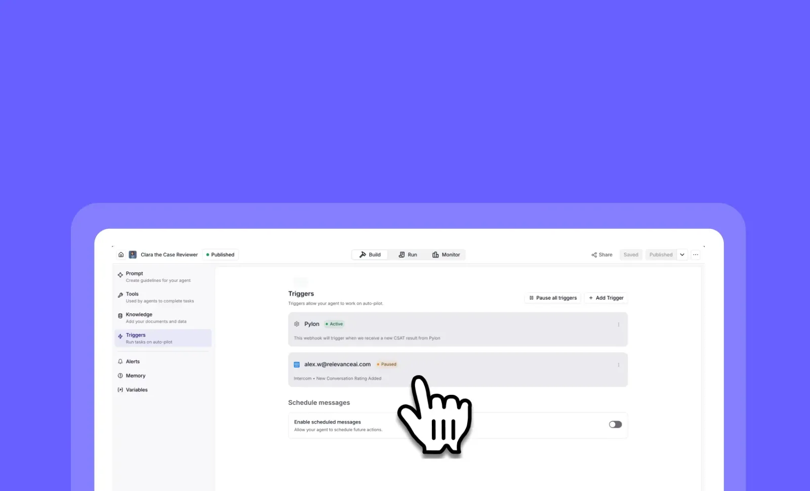 Pause, cancel, and resume agent triggers in real time