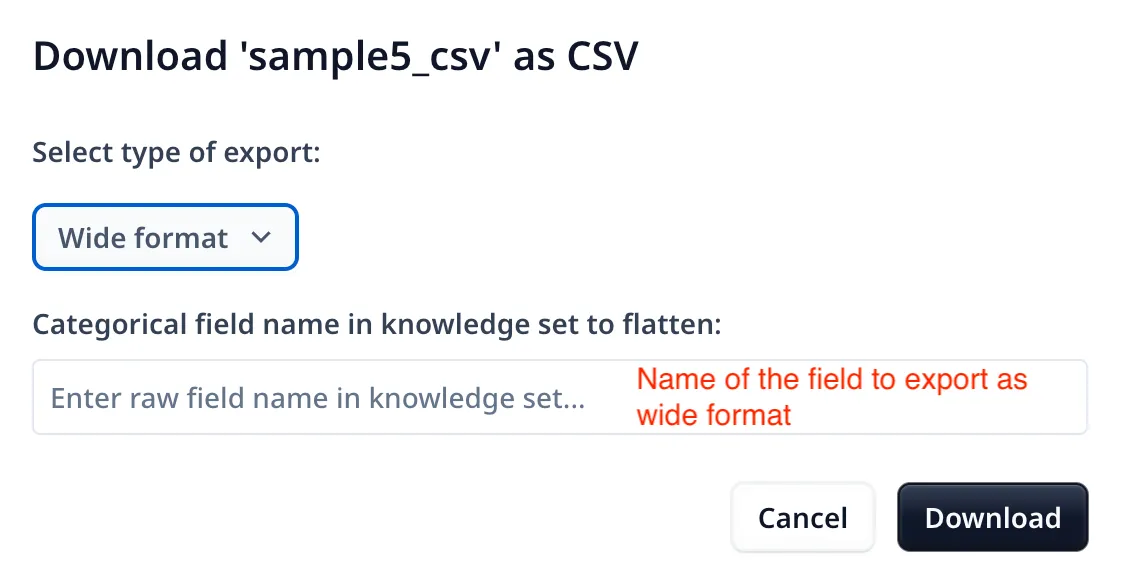 The export dialog with the wide format option selected