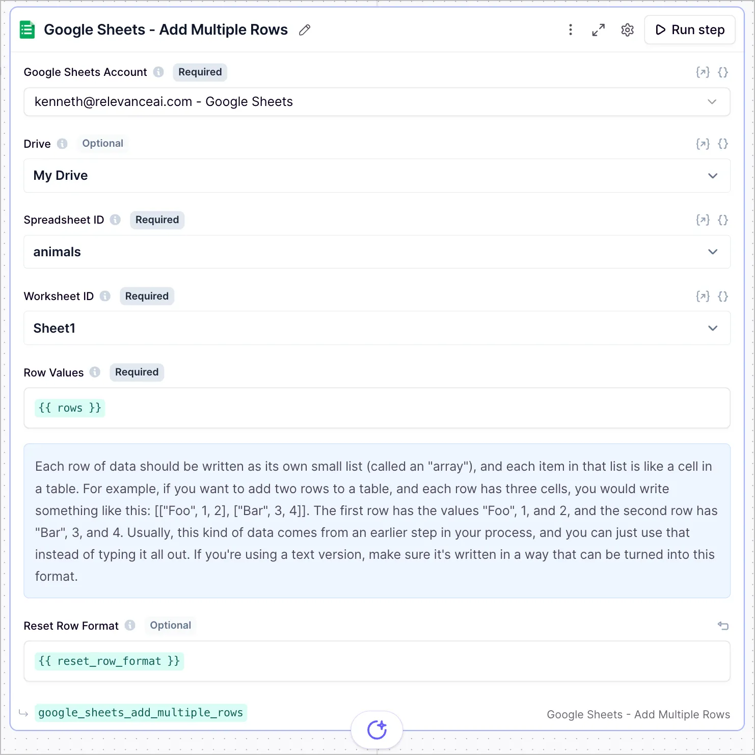 Google Sheets Add multiple rows
