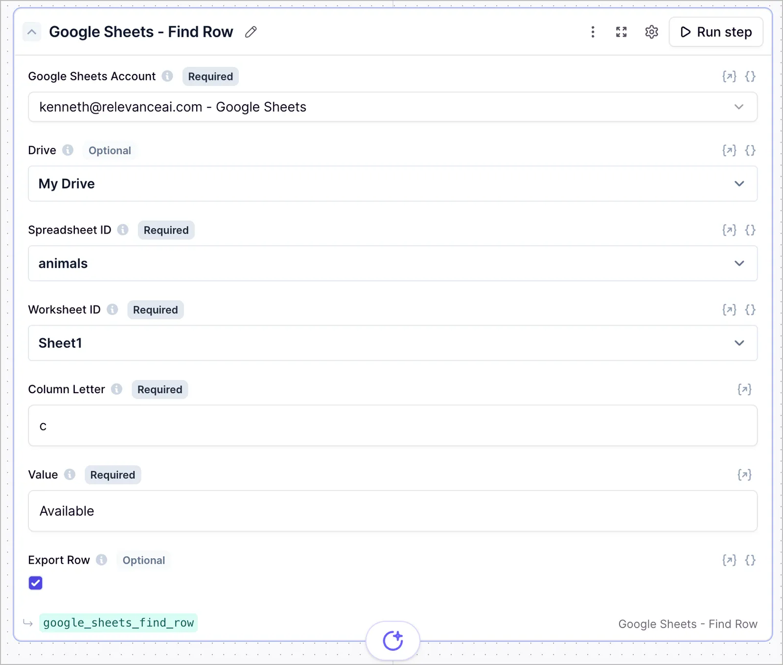 Google Sheets Find Row