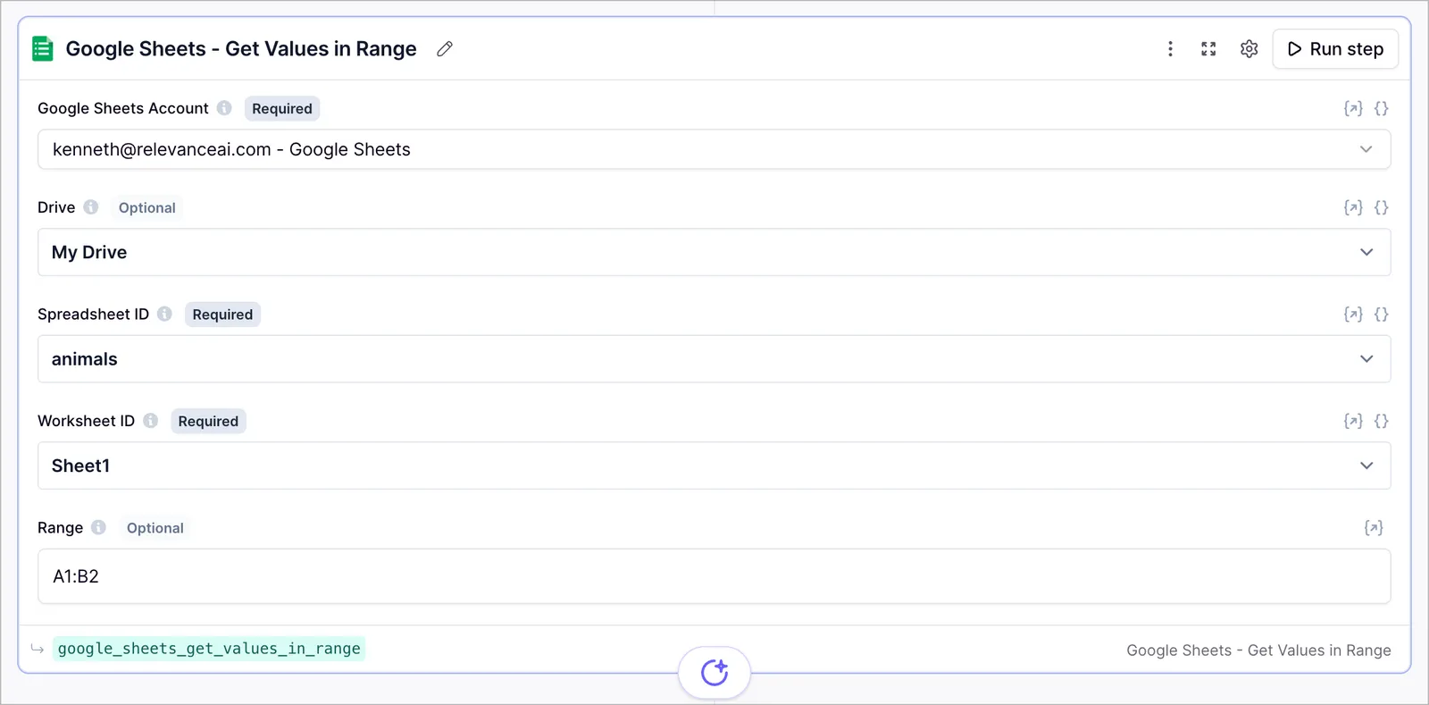 Google Sheets Get Values in Range