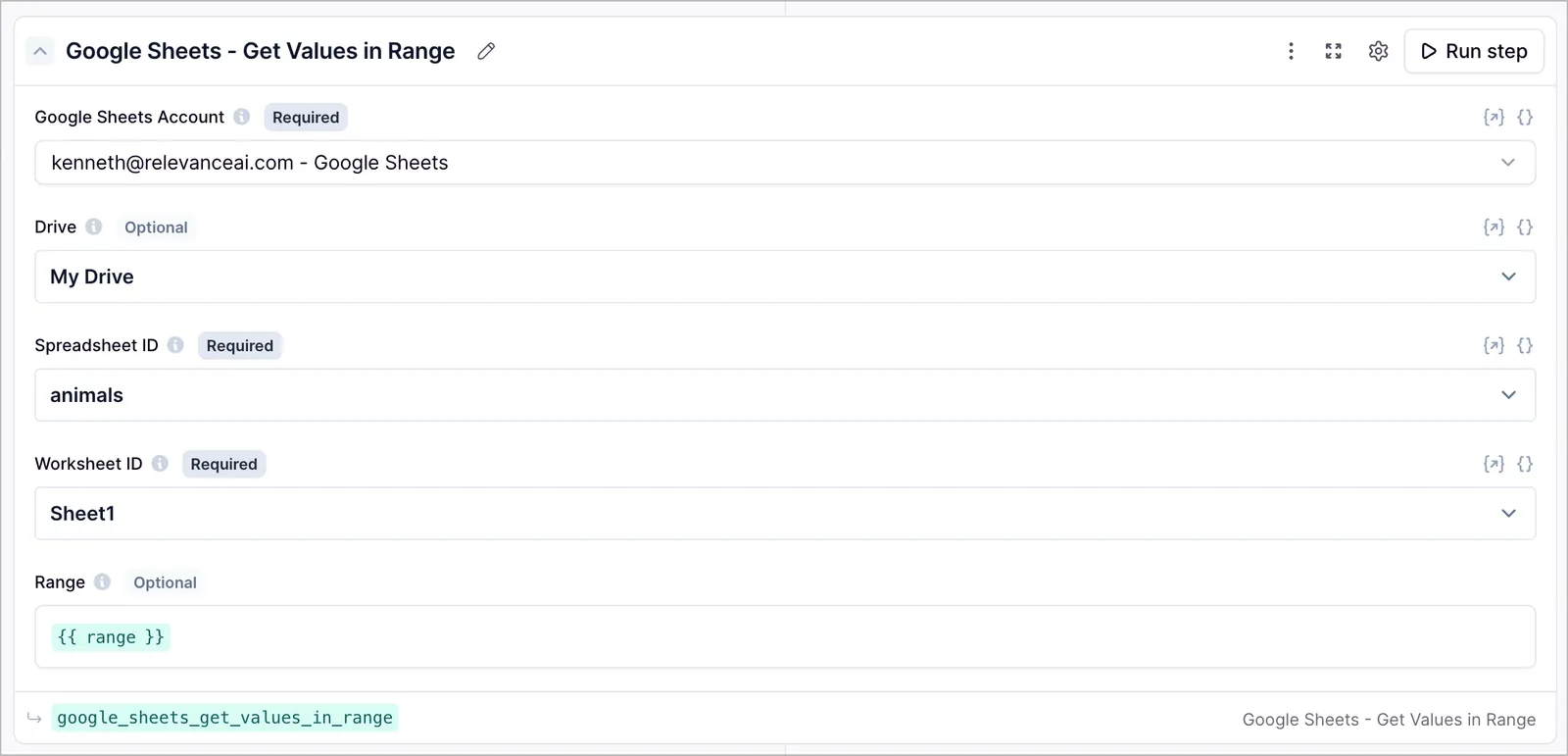 Google Sheets Get Values in Range