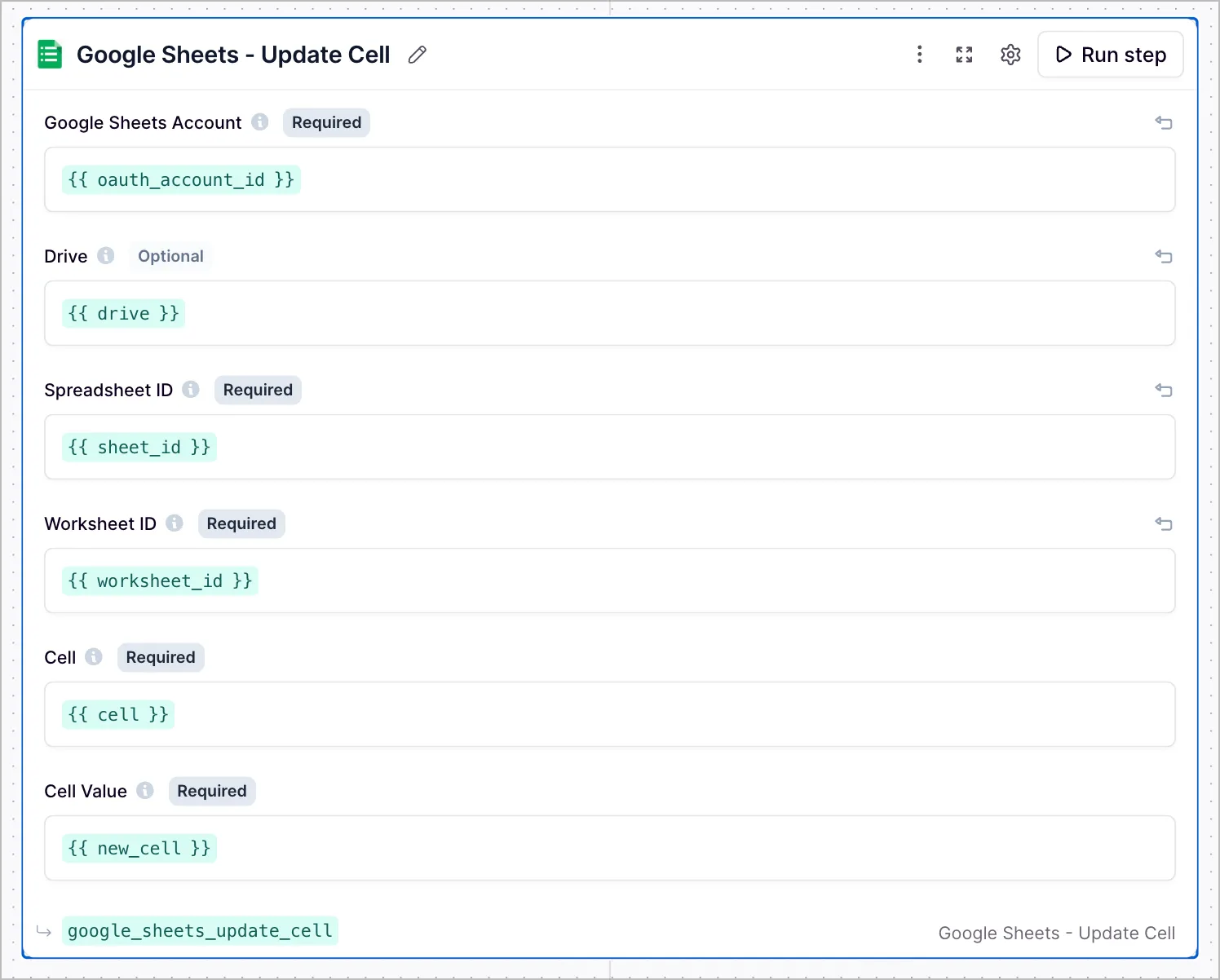 Google Sheets Update Cell
