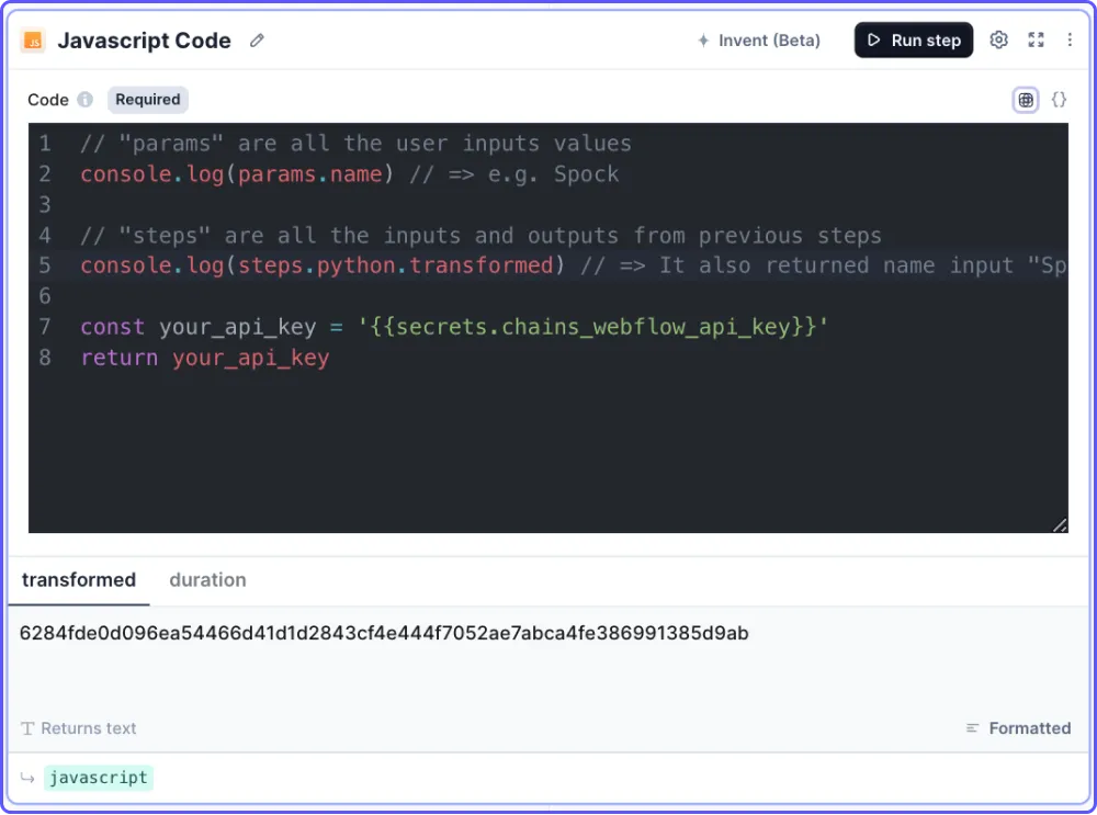 JavaScript step