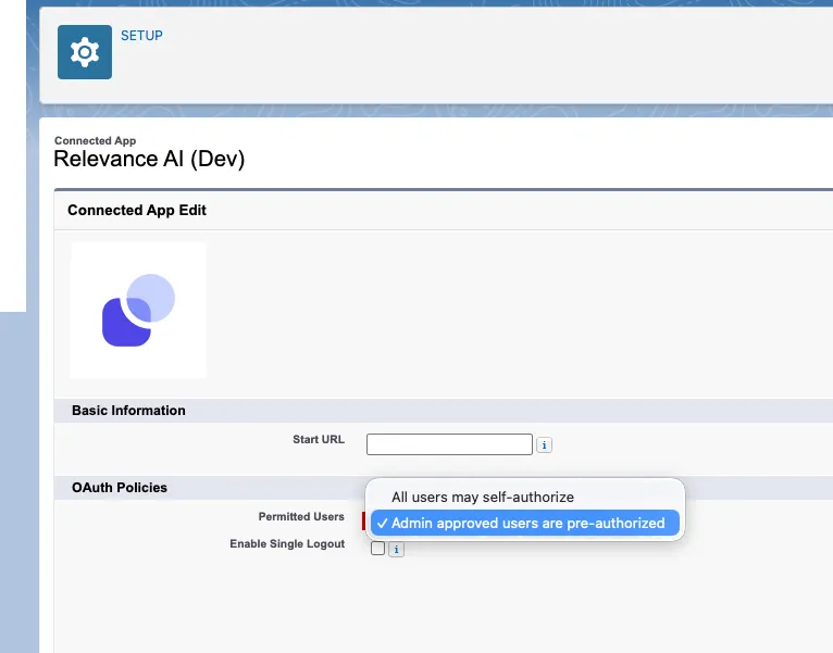 Permitted Users dropdown showing All users may self-authorize and Admin approved users are pre-authorized