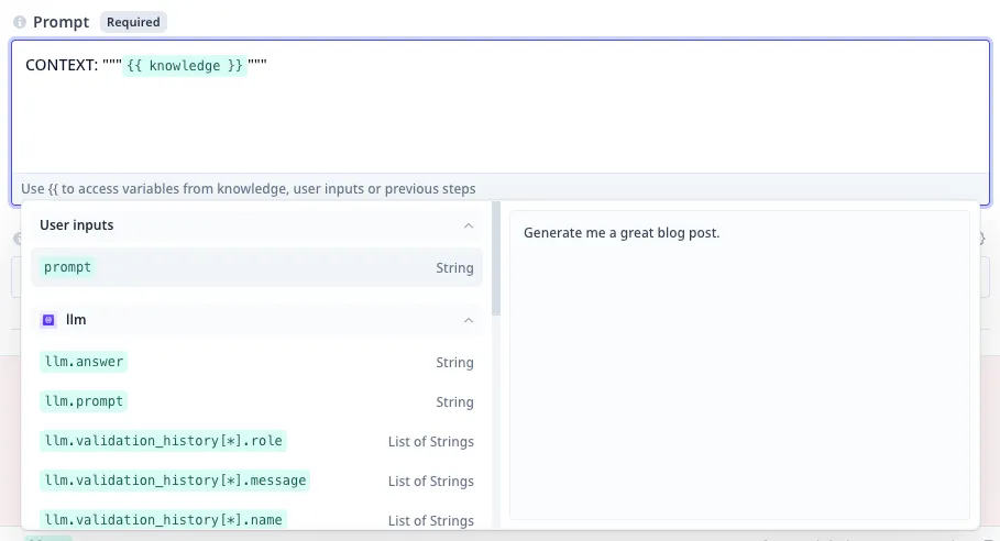 Better variable menu