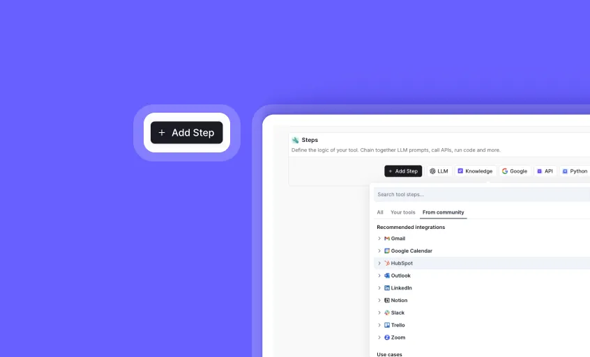 Redesigned 'Add Step' tool experience