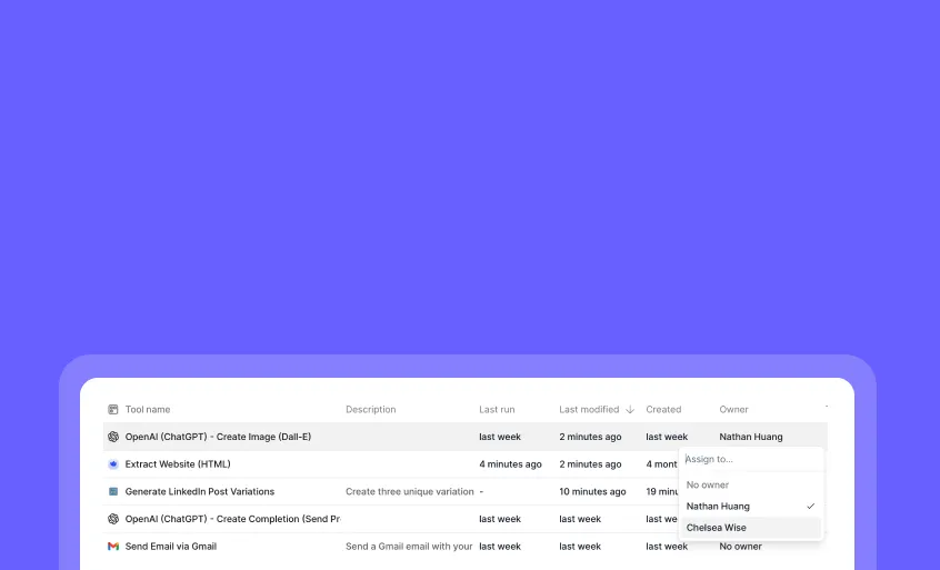 Assign tool owners to organize your tool library
