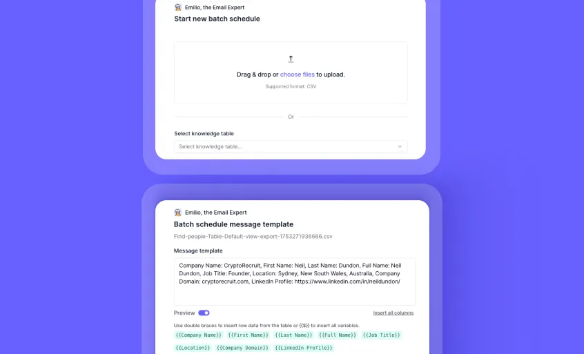 Save time on bulk scheduling—Just drag and drop your CSV